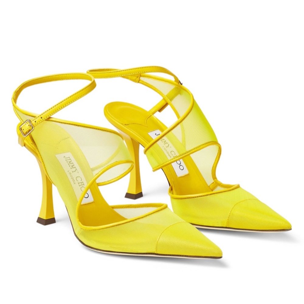Jimmy Choo Traci 90 Yellow Mesh Heel
